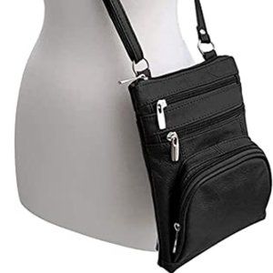 Crossbody Bag for Women, Genuine Leather MultiPocket Purse with Adjustable Strap